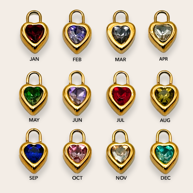 Heart Birthstone Charms