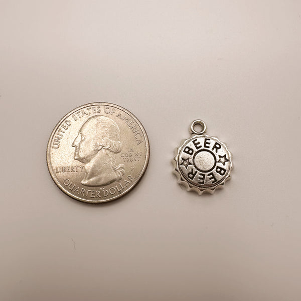 Silver Beer Cap Charm