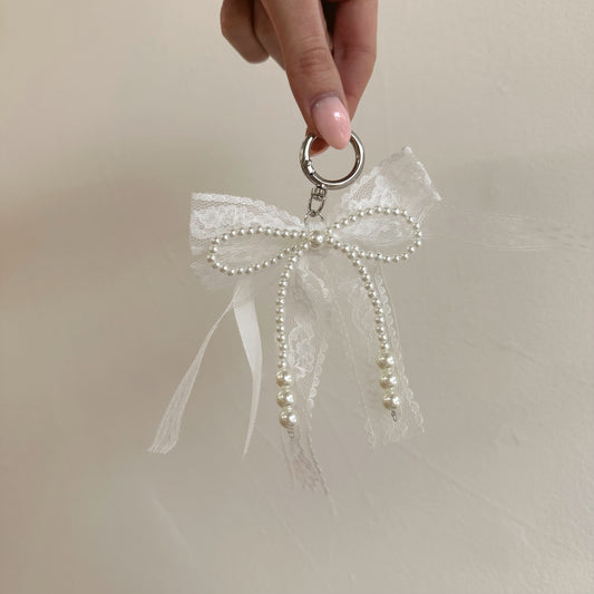 White Bow Bag Charm