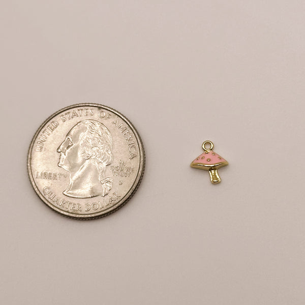 Tiny Pink Mushroom Charm