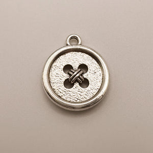 Silver Button Charm