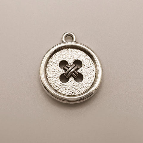 Silver Button Charm