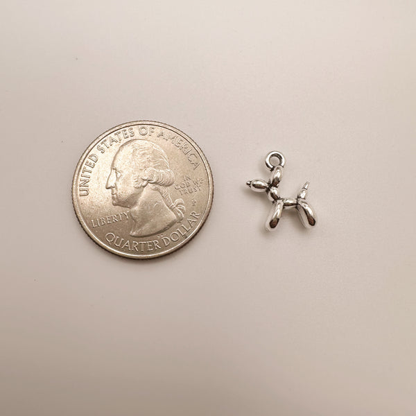 Silver Mini Balloon Dog Charm