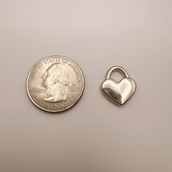 Silver Heart Padlock Charm