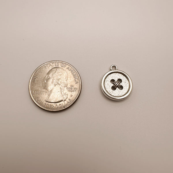 Silver Button Charm