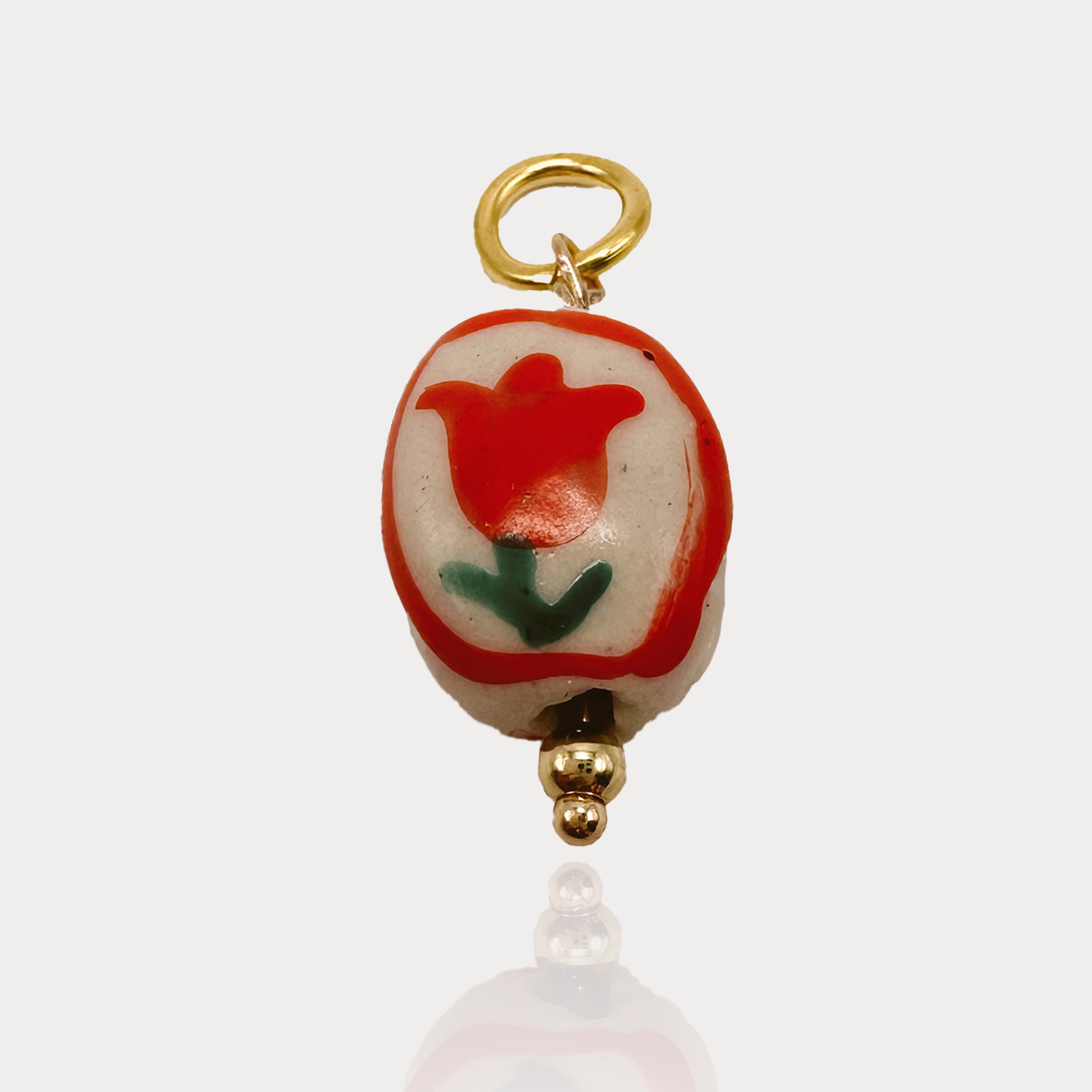 Red Tulip Porcelain Charm