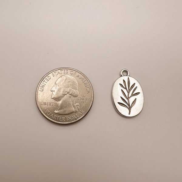 Silver Plant Coin Charm