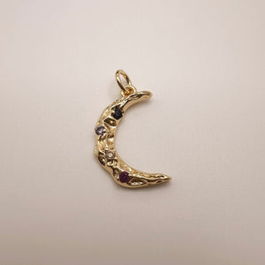 Gemstone Moon Charm