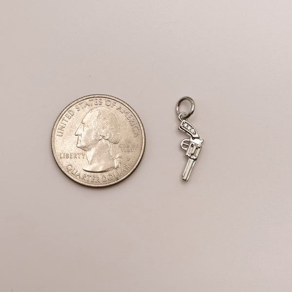 Silver Revolver Gun Charm