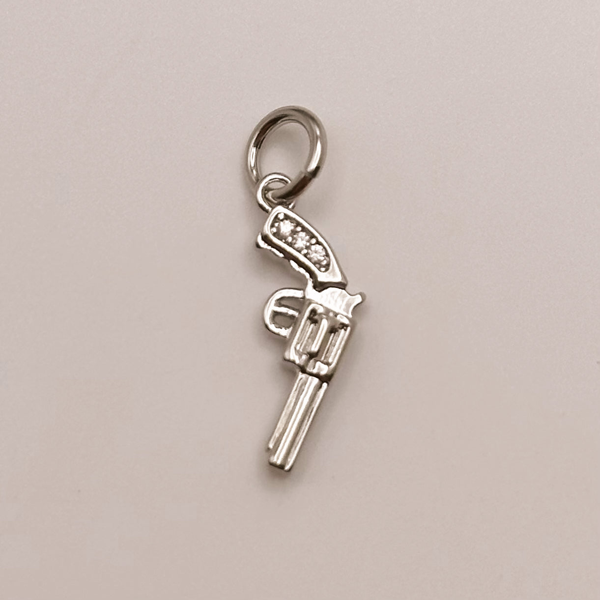 Silver Revolver Gun Charm