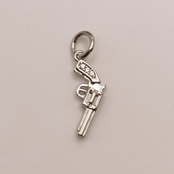 Silver Revolver Gun Charm