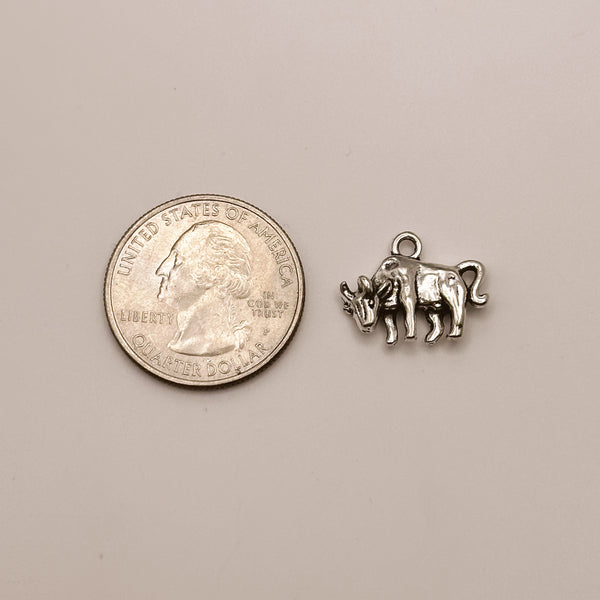 Silver Bull Charm