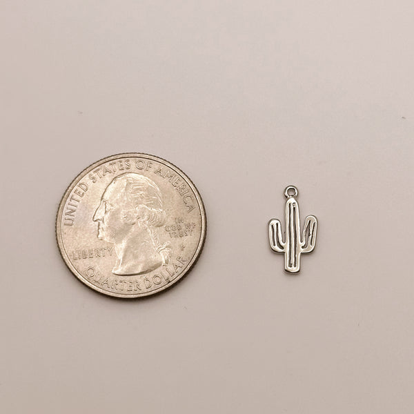 Silver Cactus Charm