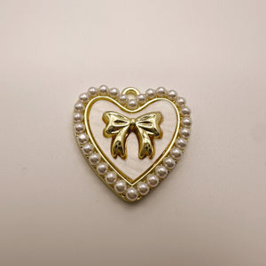 Pearl Bow Heart Charm