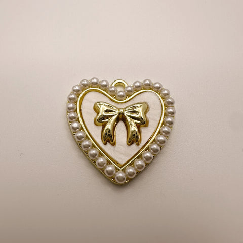 Pearl Bow Heart Charm