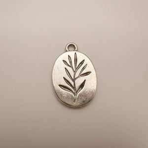 Silver Leaf Coin Charm