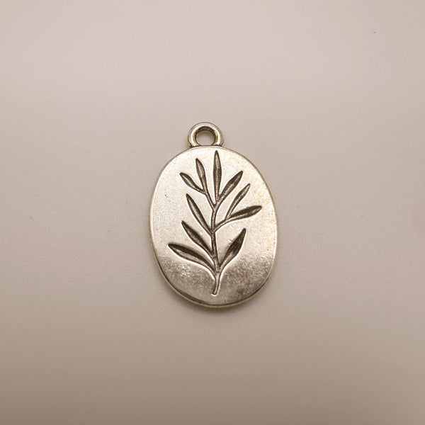 Silver Leaf Coin Charm