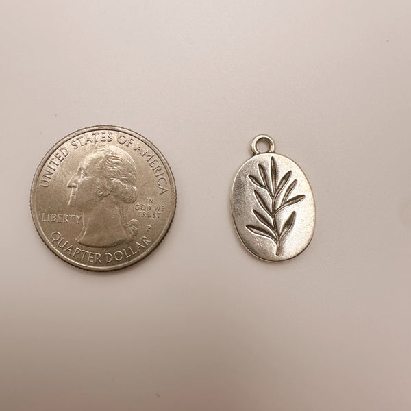 Silver Leaf Coin Charm