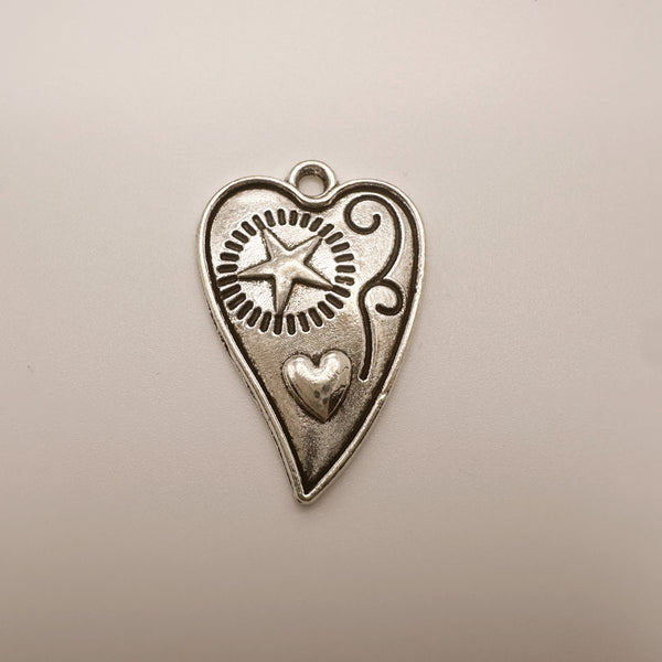 Silver Artisan Heart Charm