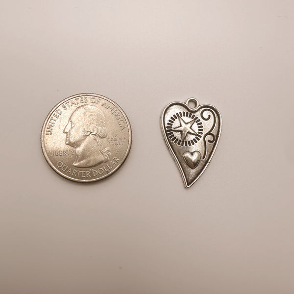 Silver Artisan Heart Charm