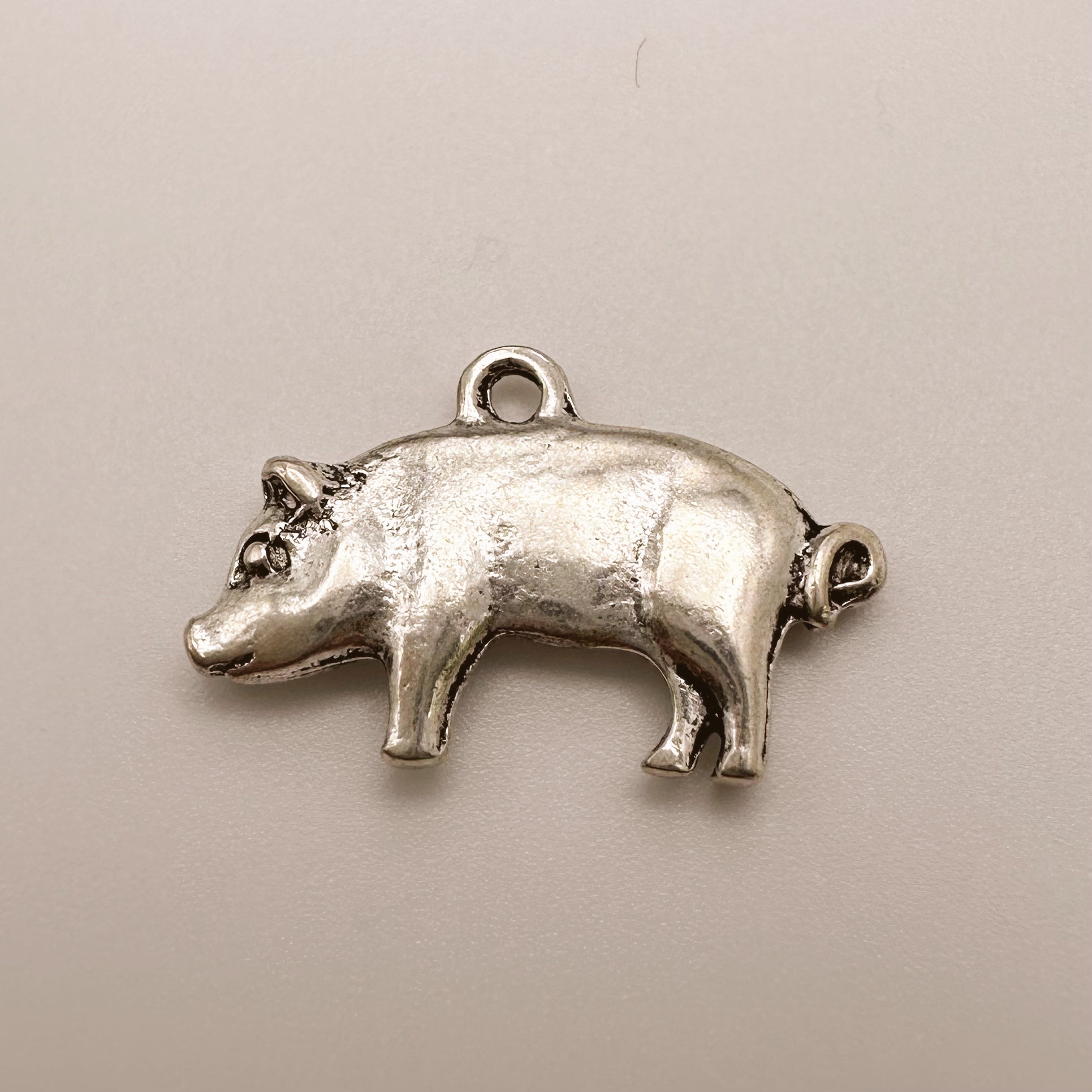 Silver Pig Charm