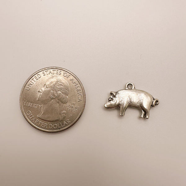 Silver Pig Charm