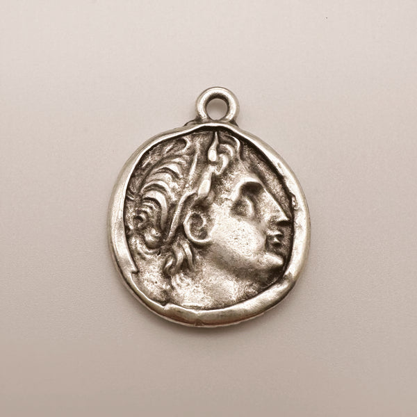 Silver Greek Coin Charm