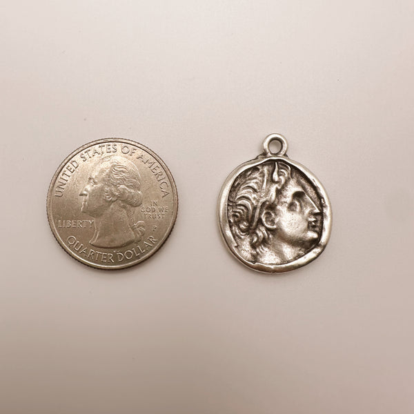 Silver Greek Coin Charm