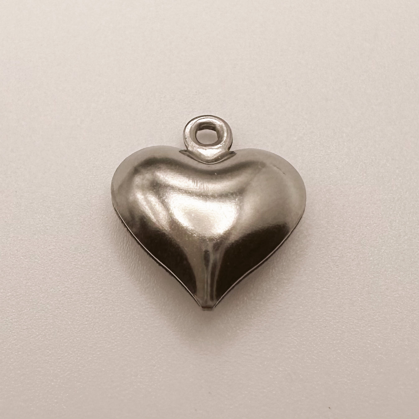 Silver Puff Heart Charm