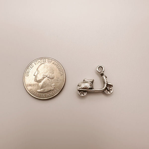 Silver Vespa Moped Charm