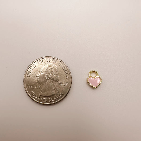 Dainty Pink Enamel Heart Charm