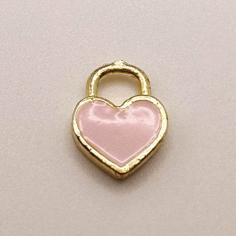 Dainty Pink Enamel Heart Charm