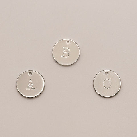 Silver Coin Letter Charm