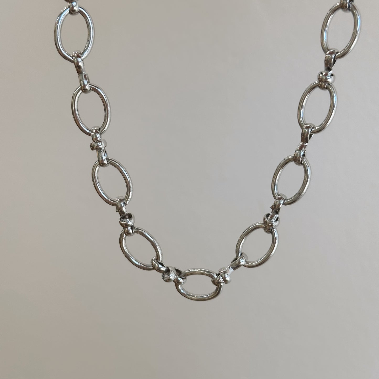 Silver Chunky Flat Oval Necklace Base