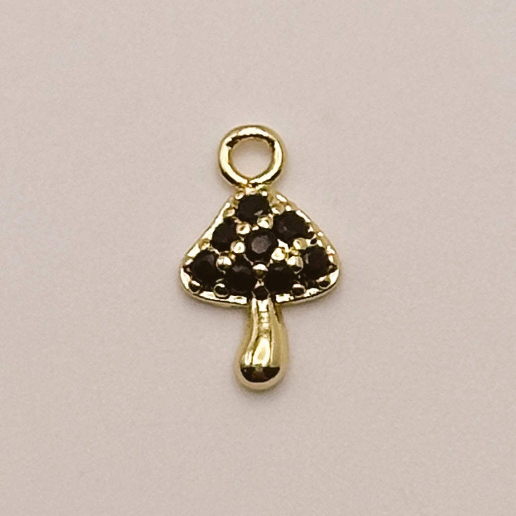 Dainty Black Mushroom Charm